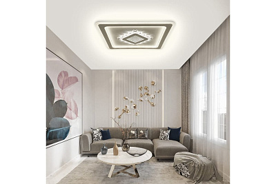 Люстра Ritter Crystal 3D потолоч. светод. диммир.ДУ белый 3 режима 120Вт 40м² 470*470*50 мм 52367 3*