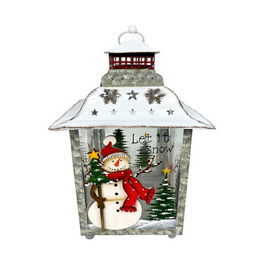 Фонарь Holiday Classics Пусть идет снег рождественский винтаж металл/стекло 18*18*29 см KH74121