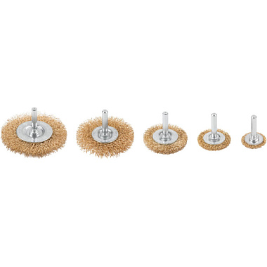 Набор плоских щеток Cutop Profi для дрели латун витая проволока 25/38/50/65/75 мм 5 шт 82-925