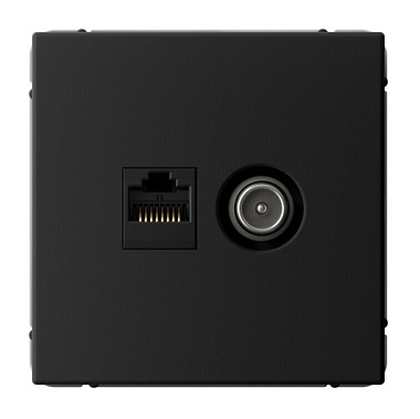 Розетка Systeme Electric ArtGallery двойная ТВ компьютерн RJ45 катег 5E карбон GAL001089