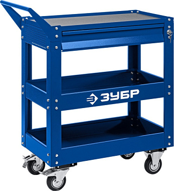 Тележка инструментальная Зубр Профессионал с выдвижным ящиком/2 полки 820*405*955 мм 38914