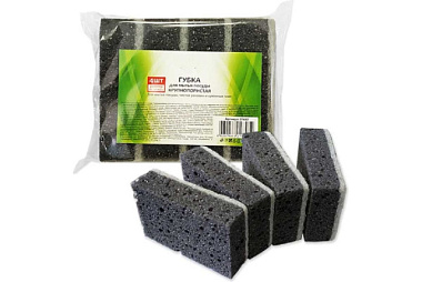 Губка Nicky Home для посуды крупнопористая черная 10,7*6*3 см 4 шт 27482