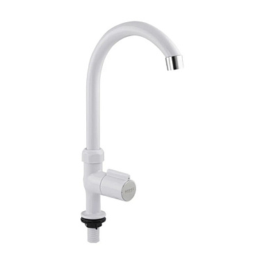 Кран Brimix Люкс на одну воду высокий излив металлокерамика/АБС-пластик белый 6628***