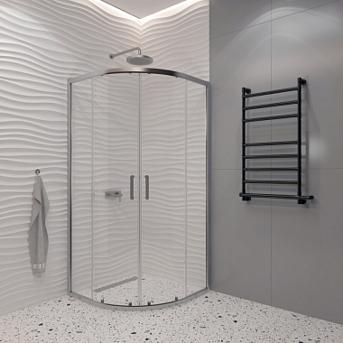 Душевое ограждение Eva Gold EG4C полукруг профиль хром прозрачное стекло 100*100 см 