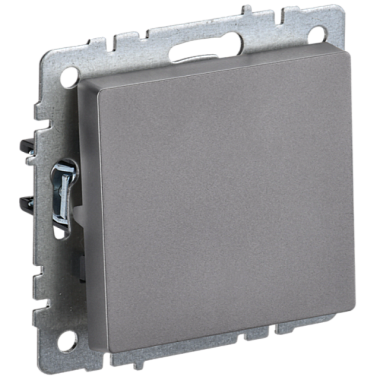 Выключатель IEK Brite ВС10-1-6-БрС BR-V12-0-10-K46 одноклавишный проходной сталь 10А
