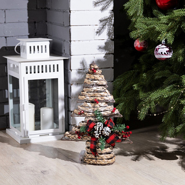 Фигура светодиодная Luazon Lighting Ёлка с шишками 31*40*9 см АА*2 теплый белый 9675483