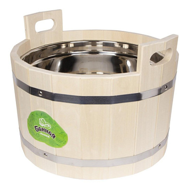 Ушат Банная линия с нержавеющей вставкой липа 9 л 12-435