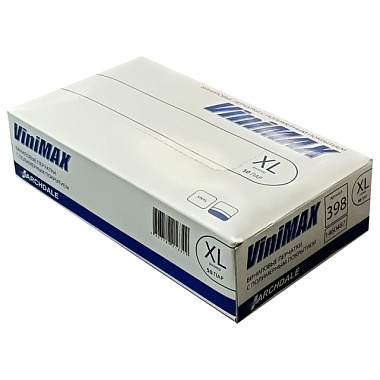Перчатки ViniMax виниловые неопудренные гладкие белый XL коробка 100 шт