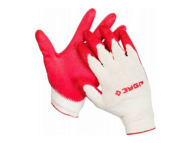 Перчатки Зубр Мастер трикотажные х/б обливная ладонь из латекса L-XL