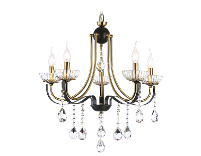 Люстра подвесная Ambrella TR4952/5 BK/GD/CL черный/золото/прозрачный E14*5 max 40W D620*670*