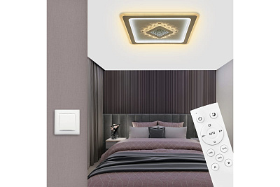 Люстра Ritter Crystal 3D потолоч. светод. диммир.ДУ белый 3 режима 120Вт 40м² 470*470*50 мм 52367 3*