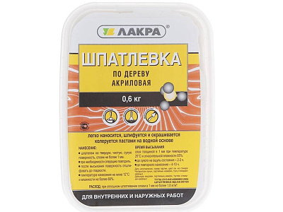 Шпатлевка по дереву Лакра белый 0,6 кг 0008056