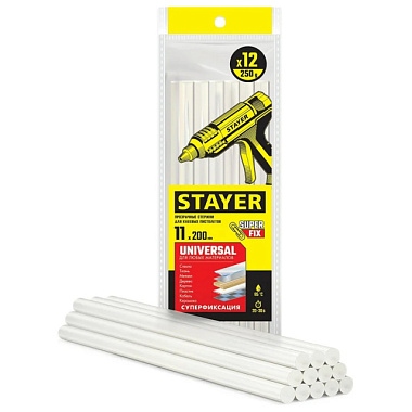 Стержни Stayer Universal Professional клеевые универсальные прозрачные 11*200 мм 12 шт 06821-12