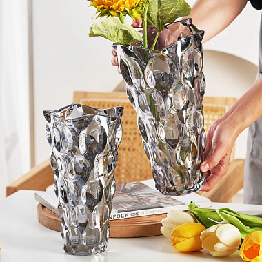 Ваза стеклянная серый D13*7*H23 см 4630270075314