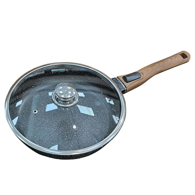 Сковорода-сотейник Гардарика Гранит Мегалит 14 а/п съемная ручка с крышкой 24 см 1024-18-01-10