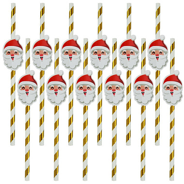 Трубочки для коктейля Мультидом Рождество 26 см 12 шт VL2-389