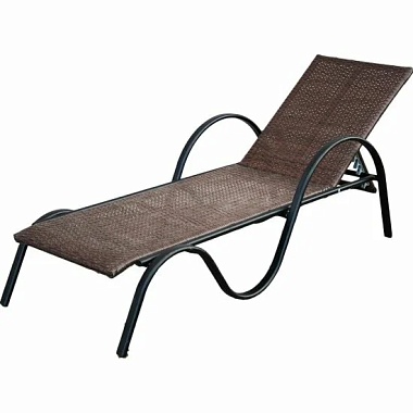 Лежак Garden story Барселона каркас черный ротанг искусственный коричневый BA002-2023