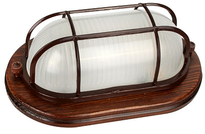 Светильник Camelion Баня влагозащ.дерево/Орех 120° IP54 60W E27 овал реш. НБП 04-60-0022 УХЛ 1401D 