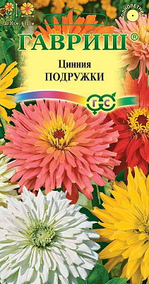 Цинния Гавриш Подружки, низкорослая кактусовидная смесь  0,2 г Н12