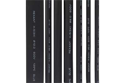 Трубка термоусадка Rexant ТУТ набор №7 клеевая (3:1) 10см/7шт 3/1_6/2_9/3_12/4  29-0107