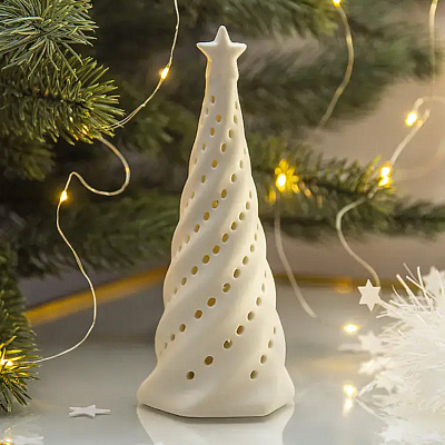 Ночник Lucia Елочка настольный фарфоровый св/диод белый 187-26