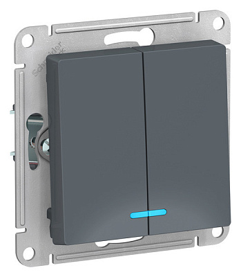 Выключатель Schneider Electric Atlasdesign двухклавишный с подсветкой схема 5а 10АХ механизм грифель