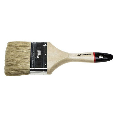 Кисть Stayer Universal-Euro плоская все виды ЛКМ светлая натур щетина дерев ручка 100 мм/4" 0102-100