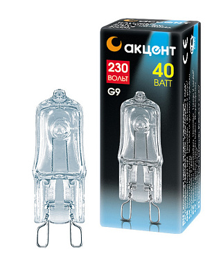 Лампа галогенная Акцент JCD 230В 40W G9 CL капсульная прозрачная