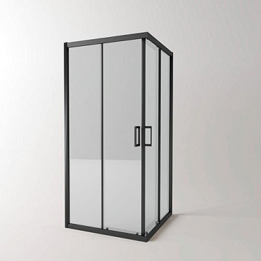 Душевое ограждение Eva Gold EG3B квадрат профиль черный матовый прозрачное стекло 90*90 см
