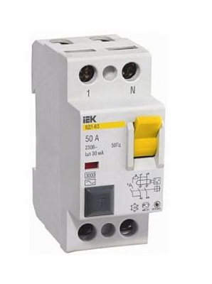 Выключатель дифференциального тока ИЭК 2П 16А 30мА тип АС ВД1-63  22531