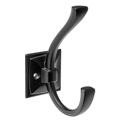 Крючок Kerron мебельный двухрожковый матовый черный KR 0390 BL