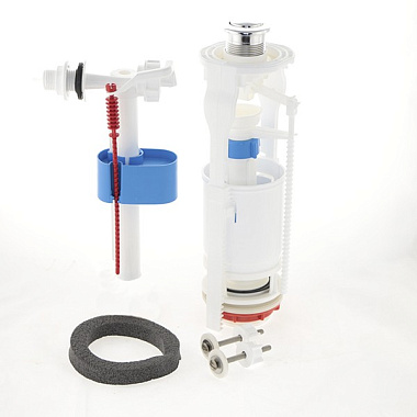 Набор арматуры Ани Пласт с боковой подводкой 1/2" металлизир. кнопка эконом WC6050M