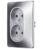 Розетка Schneider Electric Glossa двойная без заземления в сборе алюминий GSL000320