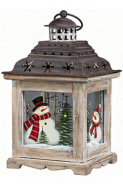 Фонарь Holiday Classics Ретро рождественский средний металл/дерево/стекло 17*17*28,5 см KH71725