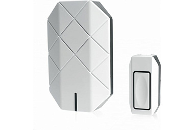 Звонок беспроводной Feron E-377 белый IP20 30 мелод. 131*84*29 мм кнопка IP44 34*19*67 мм 41433