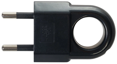 Евровилка Duwi CEE 7/16 прямая пластиковая б/з с кольцом 10А 250В IP20 черная 30475 3