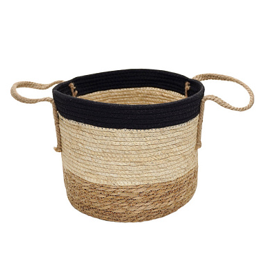 Корзина для хранения с ручками Перу Д290 Ш290 В250 натуральный бежевый черный UC-241 M