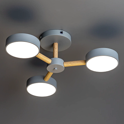 Люстра Ritter Scandia потолочная светод. серый/дерево 3 режима 45Вт 17м² 580*160 мм 51590 0