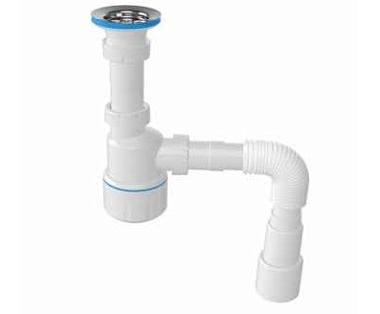 Сифон Nova Plastik для умывальника выпуск 64мм дл. винта 65мм выход гибкая труба 1 1/4 - Ø40/50 1050