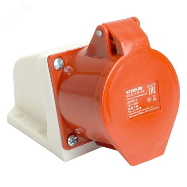 Розетка Stekker силовая стационарная CEE ST-125 3P+PE+N 32А 380В IP44 RST32-125-44 49437