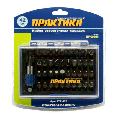 Набор бит Практика Профи 42 шт 25 мм PH, PZ, SL Hex Torx Tri-Wing держатель 60 мм 777-499