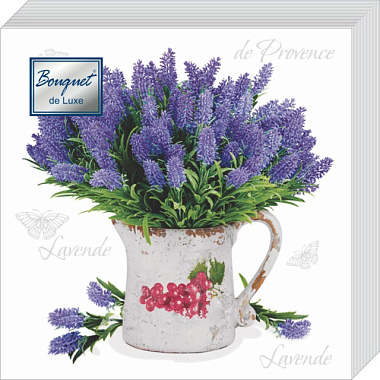 Салфетки Bouquet de Luxe Лаванда бумажные 3-х слойные 24*24 см 25 шт 37097