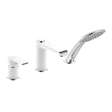 Смеситель Rossinka на борт ванны шар d40 на 3 отв хром/белый W40-39*