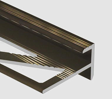 Профиль Cezar F-образный лестничный алюминий коричневый матовый 10 мм*2,7 м PV53-10 2613BRM