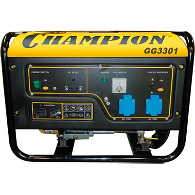 Генератор бензиновый Champion GG3301 2.8/3.1 Квт OHV 7.5 л.c 16л 46кг 1.4л/ч12V