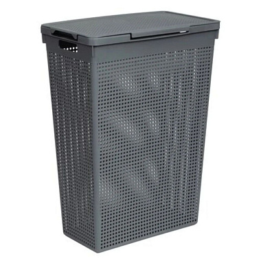 Корзина Violet Лофт для белья узкая с крышкой серый 50 л 5650018