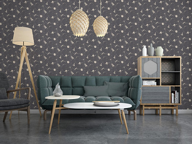 Обои МОФ Космос бумажные дуплекс с пал.зол. графит 0,53*10,05 м 6262-9*