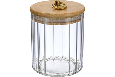 Банка Regent Inox Linea Torre стеклянная с бамбуковой крышкой 550 мл 93-HO-TO-01-550