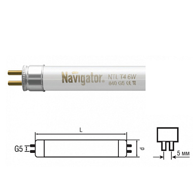 Лампа Navigator Т4 люминесцентная 455 мм 16 Вт холодный белый 13045