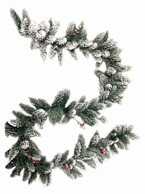 Новогодняя гирлянда Хвоя в заснеженная из ПВХ 25*25*270см 89149***